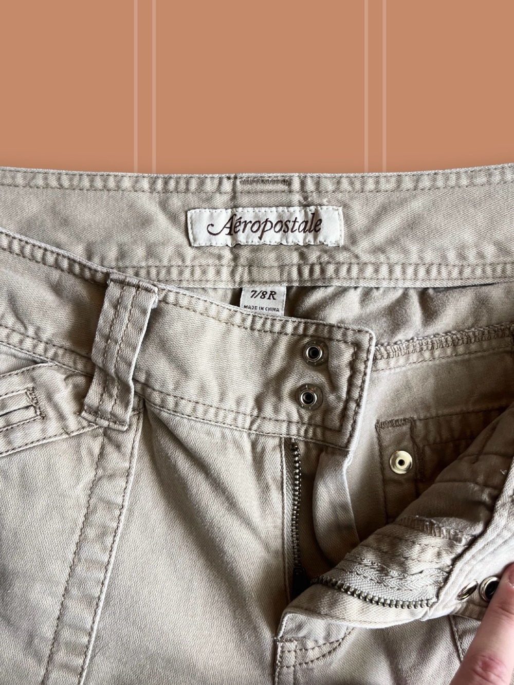 Aeropostale Low-Rise Flare Pants Khaki Y2K Size 7/8 - Picture 5 of 5